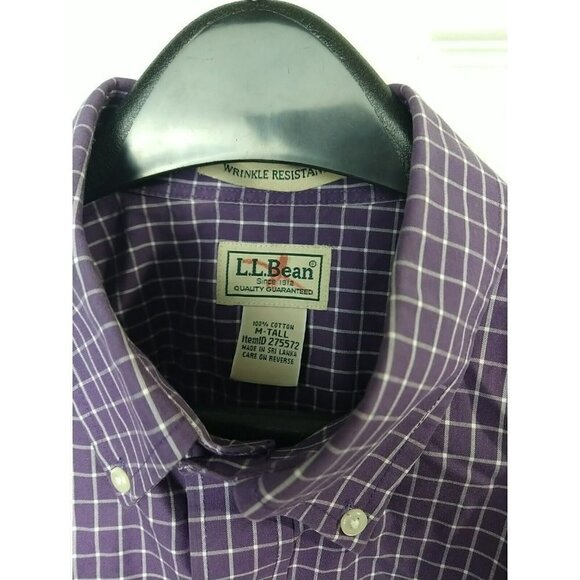 L.L. Bean Men's Purple White Shirt Sleeve Button Up Shirt. Size MT - Picture 5 of 11